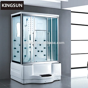 Modern luxury steam shower room cabin with massage bathtub