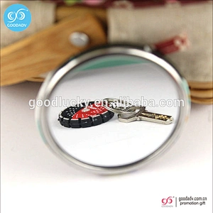 Cheap fashion design attached mirror decorative hand mirror tinplate mini round mirror