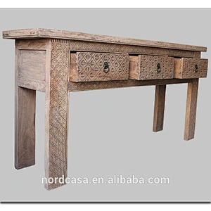 Antique Three Drawers Reclaimed Wood Writing Desk