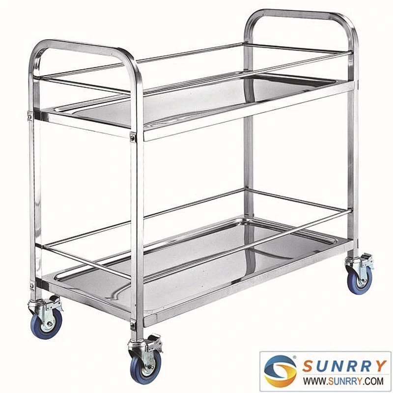 Hot sales mobile hand push hotel trolley room service cart and restaurant dining cart