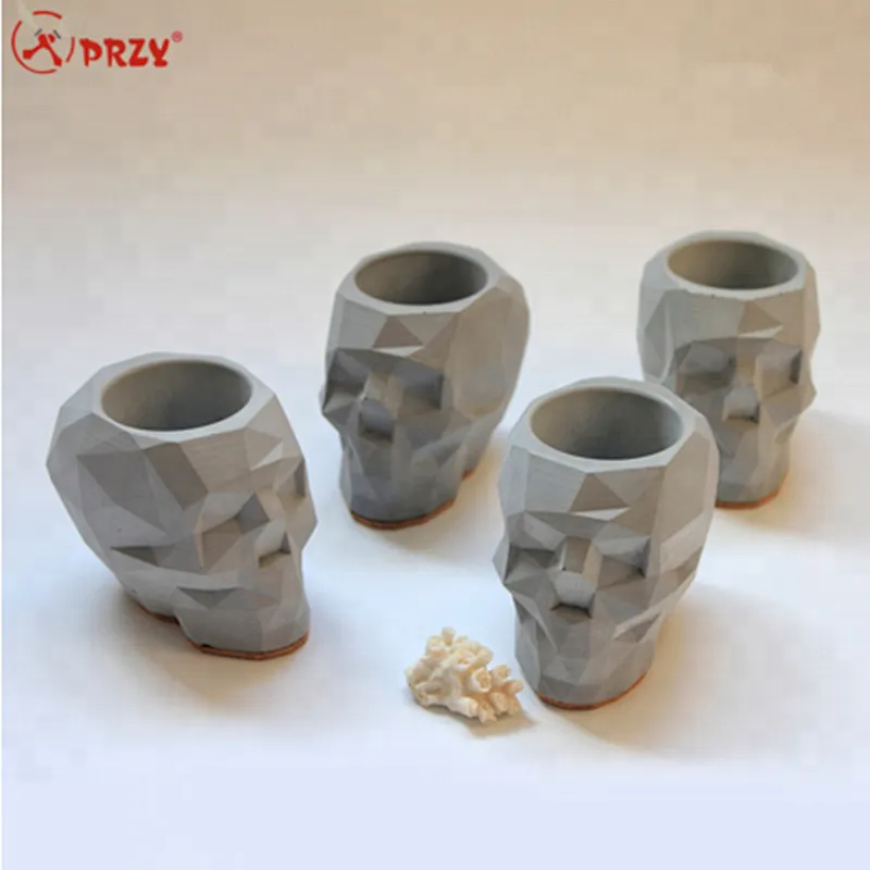 New item 3D concrete Skull pen holder mold silicone Skeleton concrete vase decorations silicone molds