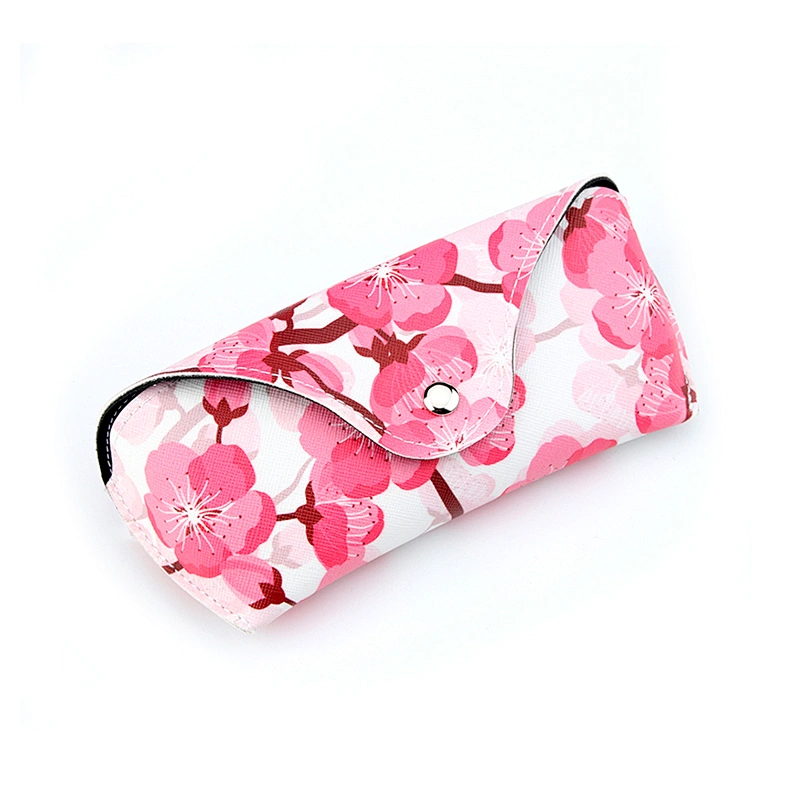 Custom Printed Flower Pu Leather Sunglasses Case