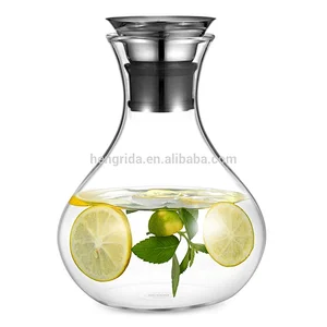 1500ml (50oz) Glass Drink Water Carafe with Stainless Steel Lid