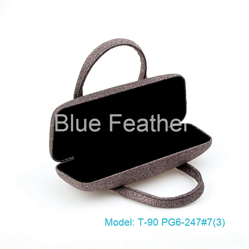 Glitter PU leather eyewear optical glasses case sunglass case with handle
