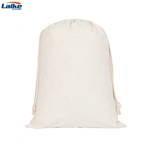 new customized logo branded muslin  organic cotton drawstring bag