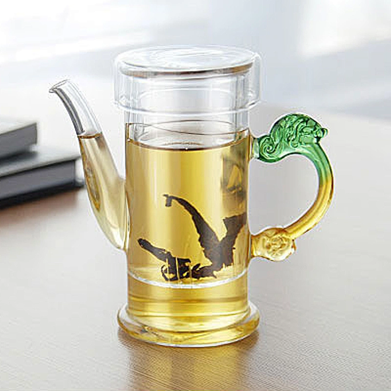 Superior quality hand blown borosilicate cup glass teapot for wholesale