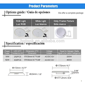 Resin Filled LED Swimming Pool Light Par56 Replacing Underwater LED Light 12V