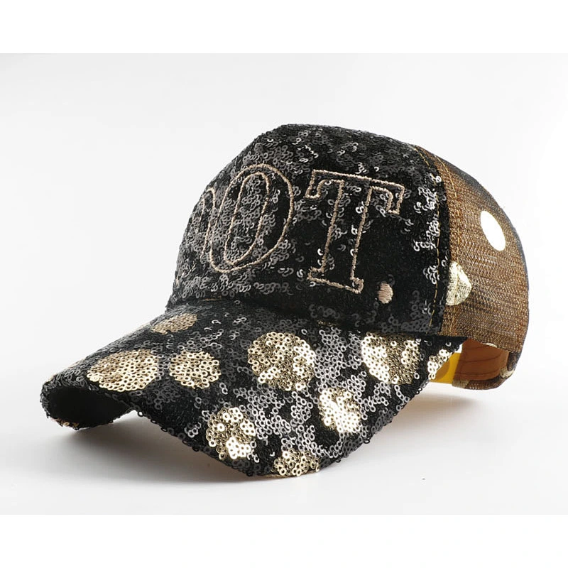 Custom wholesale sequin backpack 3D embroidered dad hat mesh trucker baseball cap