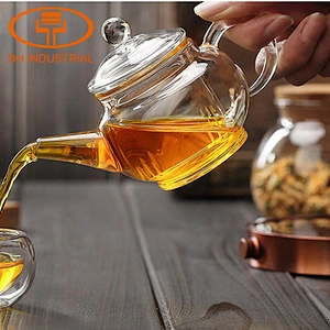 2018 personalized borosilicate glass teapots with glass handle easy carry