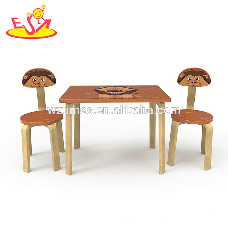 2018 New Original Design preschool brown wooden kids tables chair sets with oem W08G246
