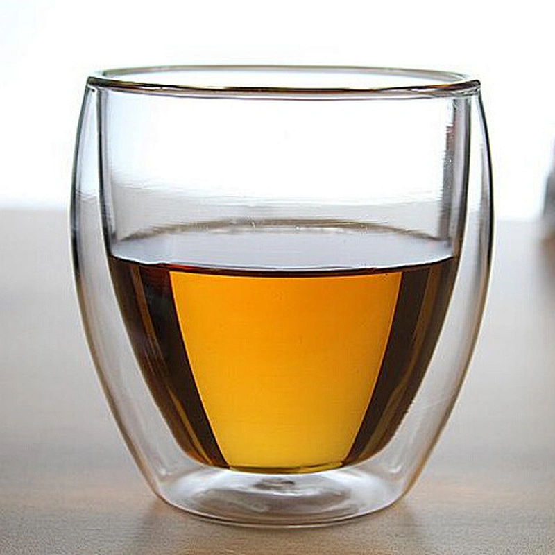 Custom double-wall red wine glass cup cappuccino coffee glass cup for latte