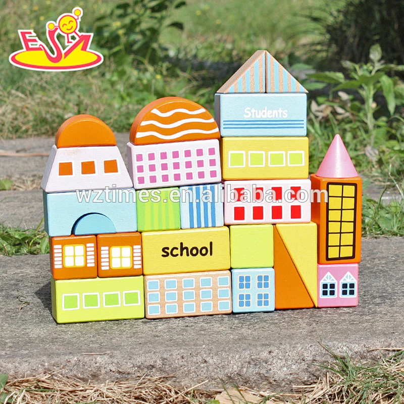 2018 New design 25 pieces children wooden building blocks for kids educational wooden building blocks for kids W13A122