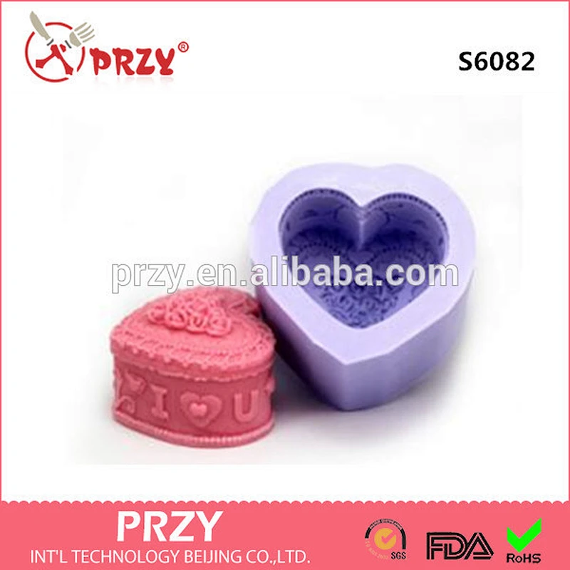 Heart shape decorative silicone soap mold candle mold