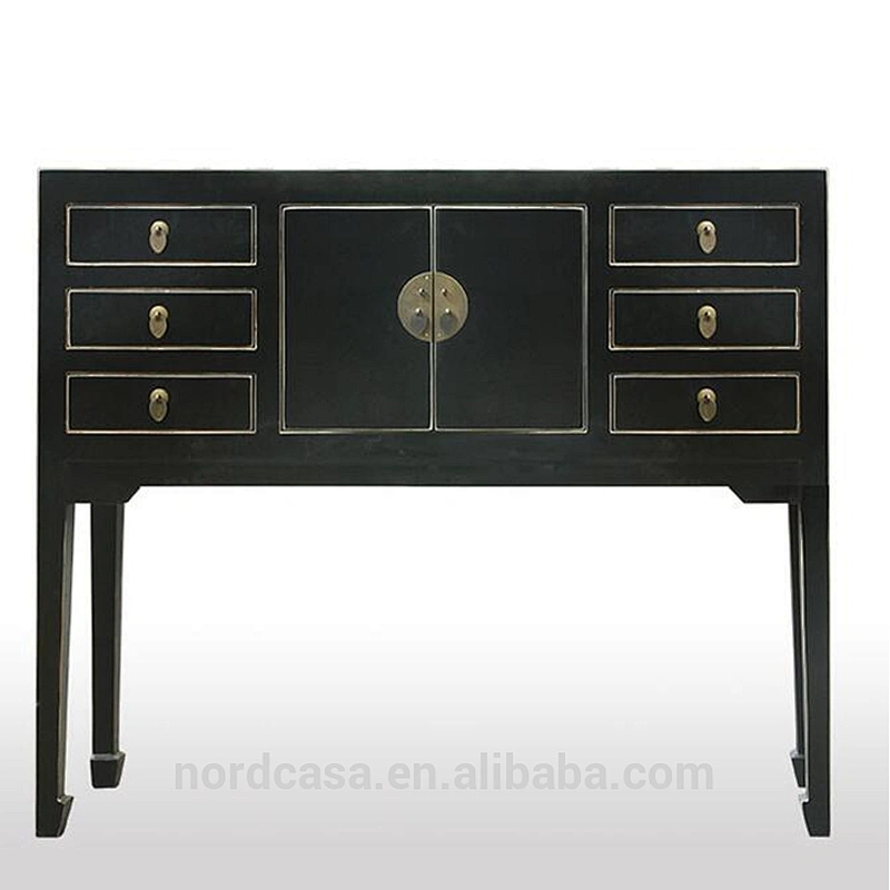 six drawer two door antique style chinese console table