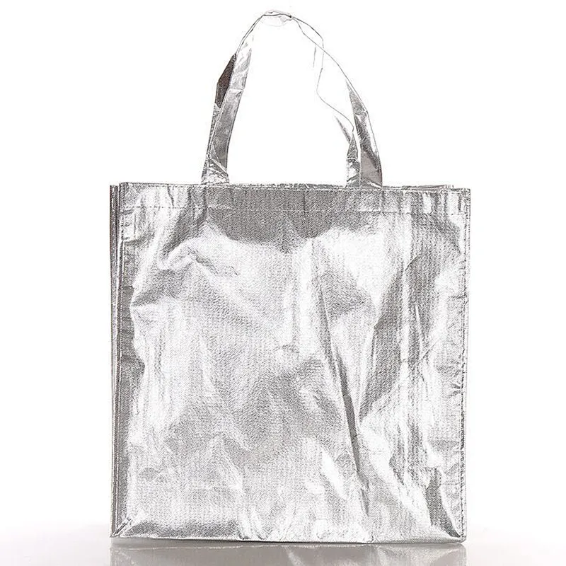 Wholesale gold and silver non-woven tote bag shopping