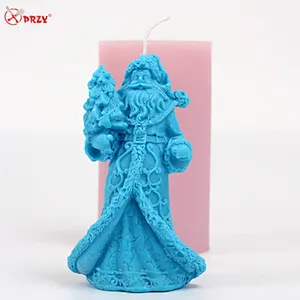 PRZY 3D Santa Candle Silicone Mold Christmas DIY Handmade Soap Molds Crafts Clay Christmas Resin Decorating Tool