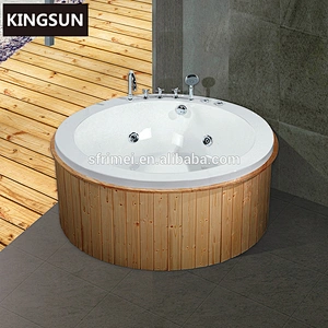 Cedar Wood+Acrylic Portable Whirlpool Round Hot Tub SPA Bath