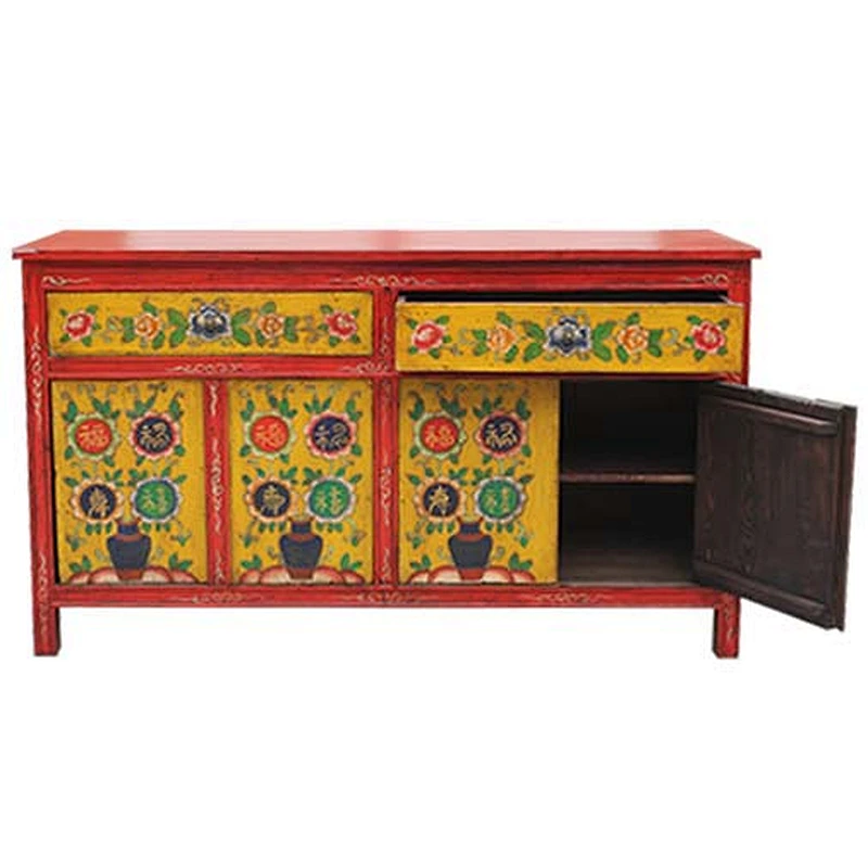 chinnese antique solid wood shabby chic painting tibetan cabinet