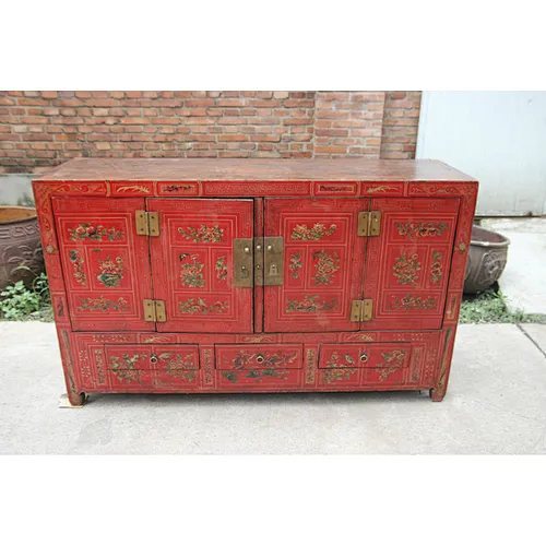 Distressed chinese handmade painted cabinet Chinese antique furniture