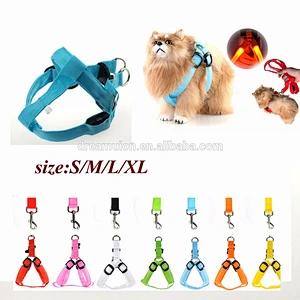 LED Flashing Light Dog Harness Safety Pet Dog Puppy Harness Collar & Lead Leash