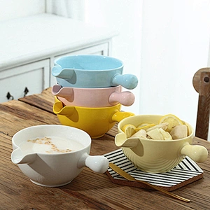 Lovely Korean style glazed bowls vegetable salad bowls with household handles
