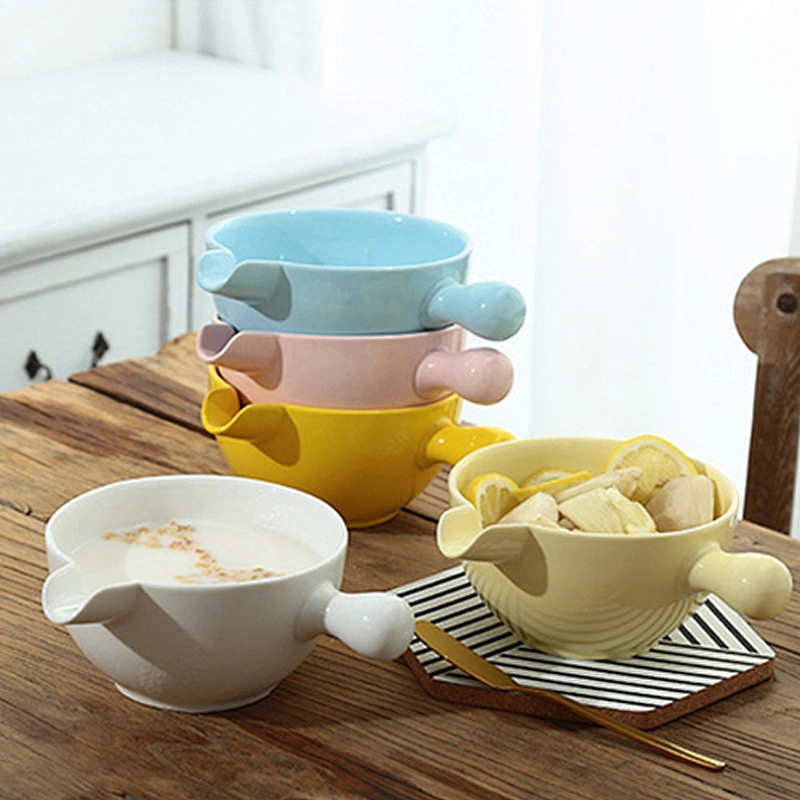 Lovely Korean style glazed bowls vegetable salad bowls with household handles