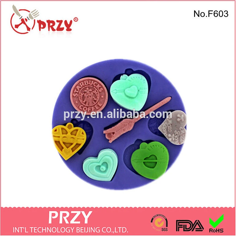 Supply 2016 new design hearts set handmade Fondant Silicone Molds