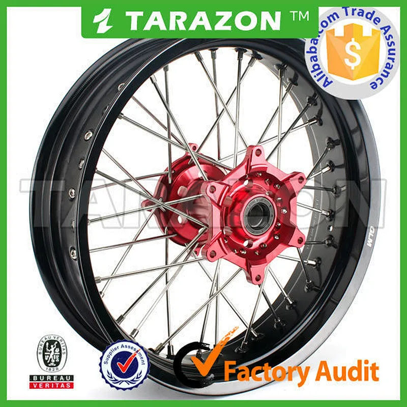 Motorcycle 17 inch CNC aluminum supermoto spoke wheels suit for Honda