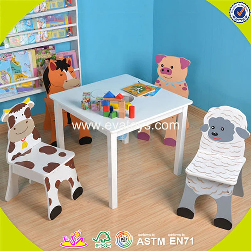 wholesale baby wooden study table chair cute kids wooden study table chair W08G158