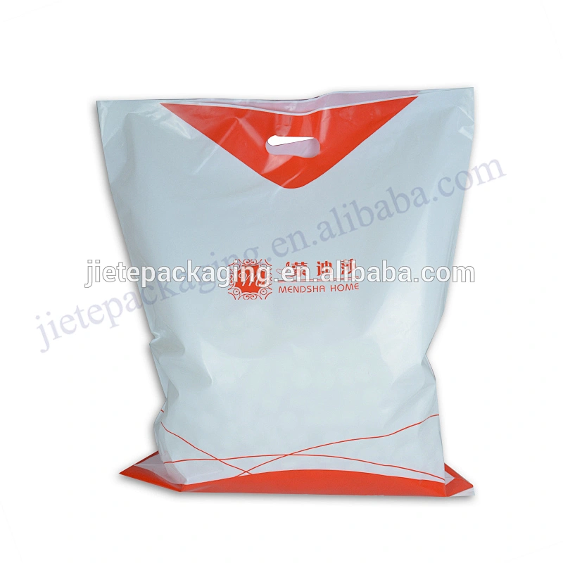 Customized plastic shopping bag with D handle for clothes,shoes,food,gift
