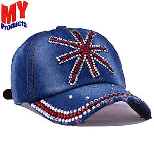 Cowboy Denim Dad Hats Custom Rhinestone Baseball Caps