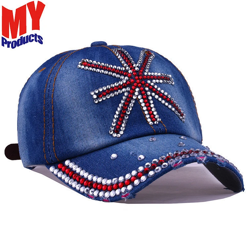 Cowboy Denim Dad Hats Custom Rhinestone Baseball Caps