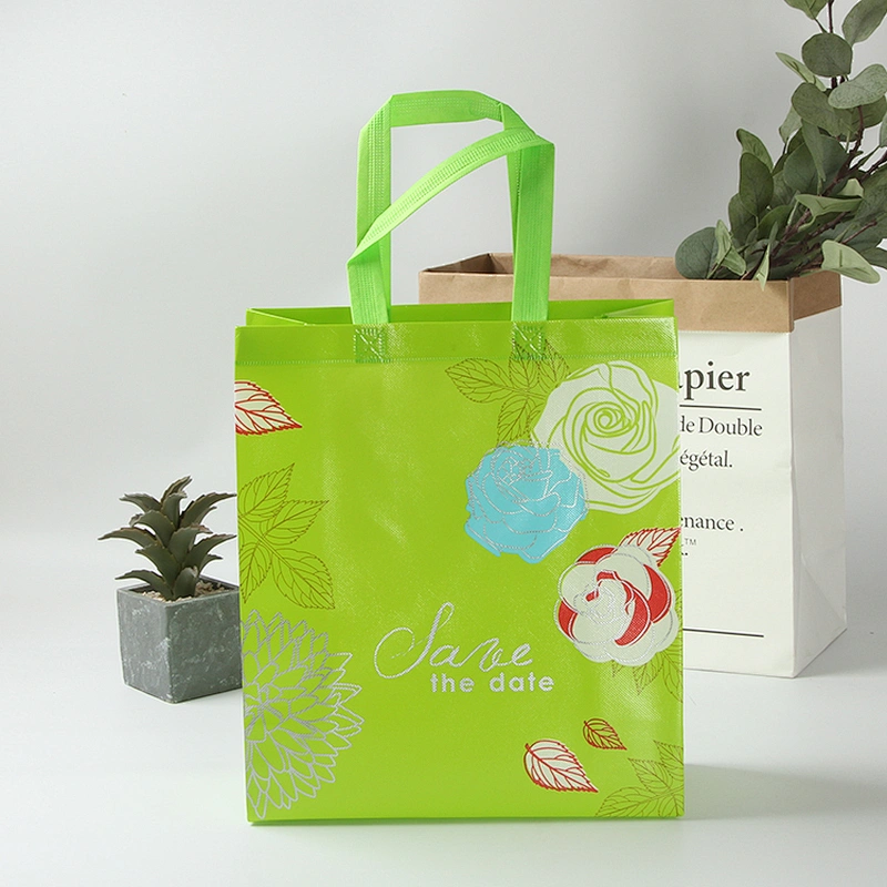 Green foldaway custom print big shopping bag