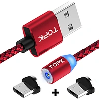 1M(3.3ft)TOPK AM17 LED Magnetic Micro Cable/Type-C USB Cable/for iPhone Cable
