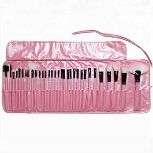 Custerized 32 pieces Makeup Brush Set pink white and red hair with PU cosmetic bag 32 Makeup Brush Set 32 piece private label