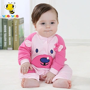 Wholesale Girl Clothes pink Design Long Sleeve Cotton Baby Winter Romper For Newborn