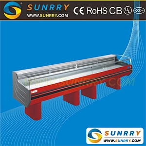 New design air cooling horizontal mini fridge display fridge freezer for meet display in supermarket (SUNRRY SY-FMS2500S)