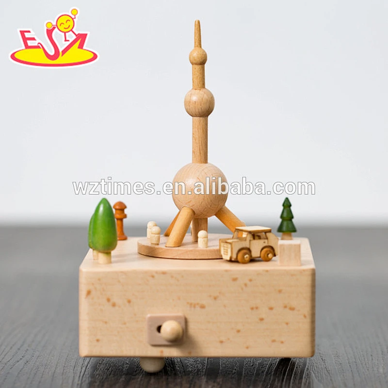 New design castle shape wooden music box for kids best sale wooden music box for kids W07B047