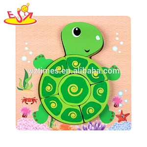 Wholesale cartoon style wooden airplane 3d jigsaw puzzle for children W14D044