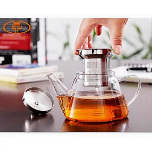 Guangzhou wholesale price glass infusion tea pots with 304 stainless steel strainer