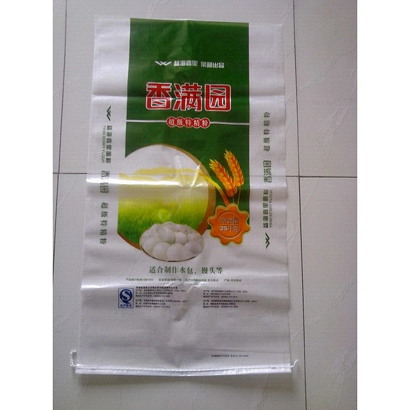 50kg gravure printing white plastic laminated pp woven wheat flour packaging bag for sugar,rice,feet,bran