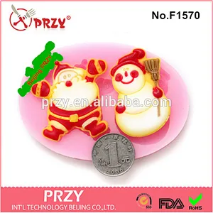 Model F1570 Eco-Friendly christmas silicone molds santa fondant cake molds