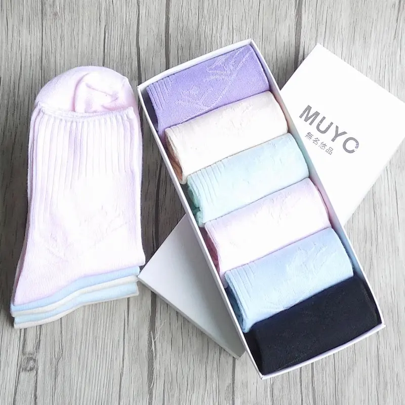 plain white color women cotton socks