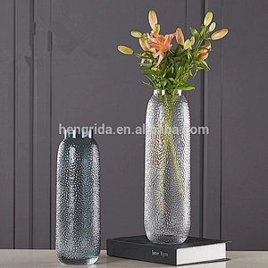 Handblown Round Glass Vase with Dots and Color For Flowers And Homec Deco