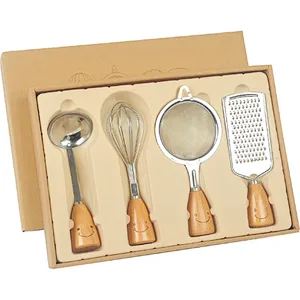 hot-sale kitchenware set hand mixer shredded ginger tool spoon  stainless steel wire mesh flour sieve for home and restaurant