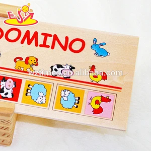Wholesale cheap wooden educational kids domino puzzle toy W15A005