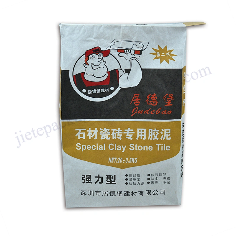 20kg block bottom stand up white kraft paper cement bag for dry mortar,tile adhesive,gypsum powder