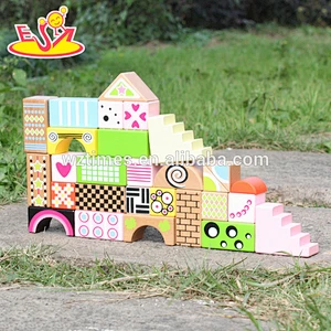 2018 New design 28 pieces children wooden block set high quality colorful kids wooden block set W13A120