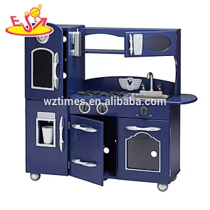 2018 Günstige pädagogische Küche Spielzeug Kinder Holzspielküche in blauer Farbe W10C371