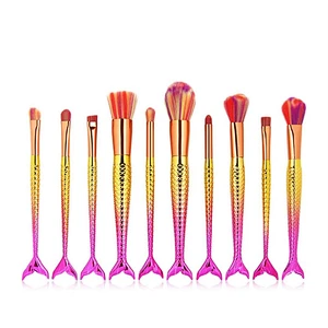 New Gradient Fish Colorful 10pcs Makeup Brush Set